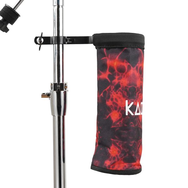 Kadence DSTK-BKTRED Drumstick Holder Bucket | Collapsible, Heavy-Duty Polyester Pouch | Open-Top Design with Stand-Mount Clamp | Holds up to 10 Pairs of Sticks