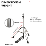Kadence HHH01 Home Series 1.9kg Hi-Hat Stand | Chain-Drive Pedal & Adjustable Tension | Double-Braced Tripod | Practice Ready - Image 2
