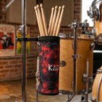Kadence DSTK-BKTRED Drumstick Holder Bucket | Collapsible, Heavy-Duty Polyester Pouch | Open-Top Design with Stand-Mount Clamp | Holds up to 10 Pairs of Sticks - Image 2
