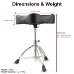 Kadence DRTH-BKJ01 Saddle Drum Throne | Ergonomic PU Leather Seat & Adjustable Height | Double-Braced Tripod | 360° Swivel | Stable & Comfortable for Practice, Studio & Stage - Image 3