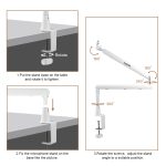 Kadence NB55-WH Professional Microphone Boom Arm Stand | Heavy-Duty Steel Build & 1.5kg Load Capacity | 360° Adjustable Desk Mount | For Podcasting, Streaming & Studio Recording - Image 4