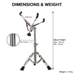 Kadence SNH01 Snare Drum Stand | Adjustable Height & Gear Tilter | Double-Braced Tripod | Foldable Design - Image 4