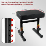 Kadence NK603 Piano Bench | High Density Foam Seat with Metal Frame & Anti-Slip Feet | 5-Level Height Adjustment | Supports Up to 120kg | Includes Assembly Kit & Guide - Image 5