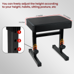 Kadence NK603 Piano Bench | High Density Foam Seat with Metal Frame & Anti-Slip Feet | 5-Level Height Adjustment | Supports Up to 120kg | Includes Assembly Kit & Guide - Image 5