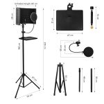 Kadence MSTD801 Foldable Microphone Stand with 5-Panel Isolation Shield, Pop Filter & Tripod Base | Adjustable Height | Studio, Podcast & Voiceover Use - Image 6