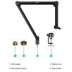 Kadence NB49-BK Professional Microphone Boom Arm | Internal Spring Design & Clean Cable Management | 360° Adjustable Desk Mount | For Streaming, Podcasting & Studio Setup - Image 6