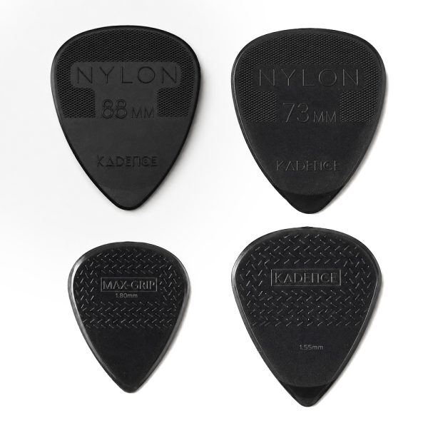 Kadence NG4 Nylon Guitar Picks (Pack of 4) | 0.73, 0.88, 1.55 & 1.80mm Plectrums | Anti-Slip Grip for Precision Control | For Acoustic, Electric & Bass Guitars