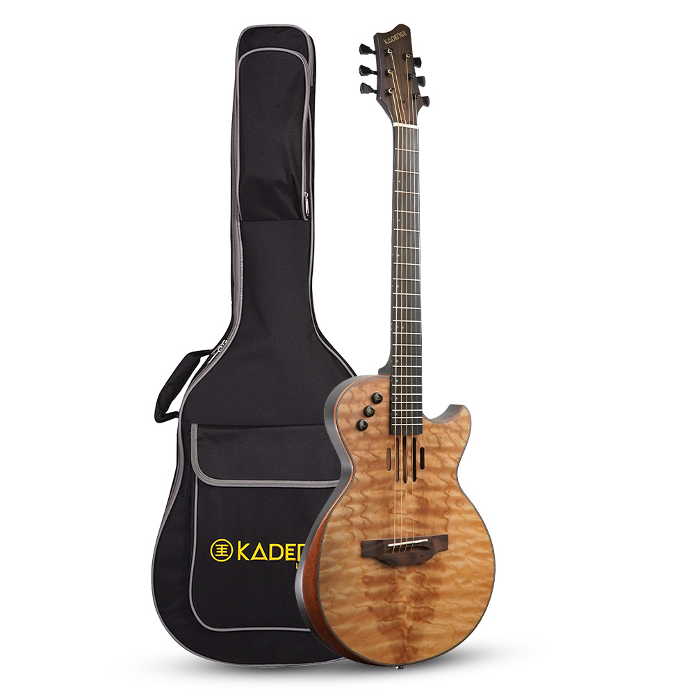 Artboard 1 Kadence S600SPLE Acoustica 41″ Electro Acoustic Guitar | Slim Body Cutaway | Quilted Ash Wood | Built-in Pickup + 3 Band EQ | Comes with Bag | Includes Learning Course - Image 1