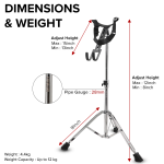 Kadence DARSTD-S01 Touring Series Darbuka Stand | Heavy-Duty Build | Adjustable Height, Gear Tilt & 360° Rotation | Double-Braced Tripod | Padded Cradle with Safety Strap - Image 3