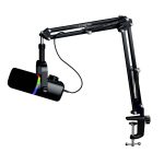 Kadence K777 Type-C Condenser Mic with Boom Arm Stand | Cardioid Microphone with Volume Control & RGB Light | Desktop Stand & Boom Arm Clamp Included | Plug & Play for PC, Laptop & Smartphone