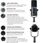 Kadence K777 Type-C Condenser Mic with Boom Arm Stand | Cardioid Microphone with Volume Control & RGB Light | Desktop Stand & Boom Arm Clamp Included | Plug & Play for PC, Laptop & Smartphone - Image 3