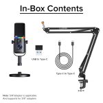 Kadence K777 Type-C Condenser Mic with Boom Arm Stand | Cardioid Microphone with Volume Control & RGB Light | Desktop Stand & Boom Arm Clamp Included | Plug & Play for PC, Laptop & Smartphone - Image 6