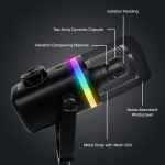 Kadence K777 Jamming Series USB/XLR Dynamic Microphone | Podcast, Gaming & Streaming Mic with RGB Lighting, Noise Reduction, Mute Button, Gain Control & Monitoring | Includes Boom Arm & Desk Stand - Image 4