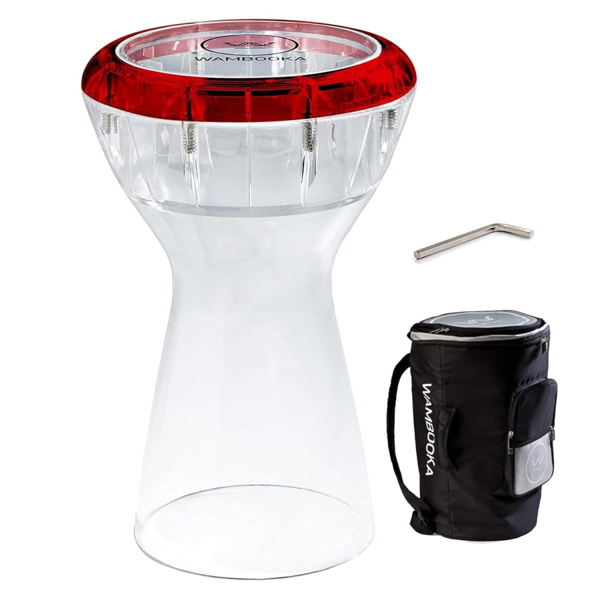 Wambooka DAR-RD red ruby transparent polycarbonate darbuka with wet-dry feature
