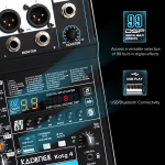 Kadence KOTG-4 Jamming Series 4 Channel Audio Mixer with OTG Recording | Podcast, Streaming & Live Sound Mixer | 192kHz/24-Bit USB Audio Interface | USB/BT Playback | 99 DSP Effects with Faders - Image 3