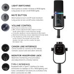 Kadence K777 Jamming Series USB/XLR Dynamic Microphone | Podcast, Gaming & Streaming Mic with RGB Lighting, Noise Reduction, Mute Button, Gain Control & Monitoring | Includes Boom Arm & Desk Stand - Image 3