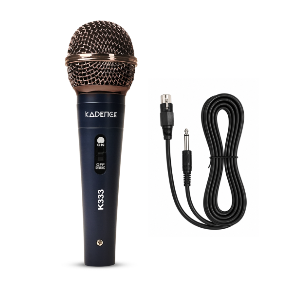 Kadence K333 Home Series Dynamic Wired Mic with Cardioid Pickup | Metal Body with On/Off Switch; Includes 3-Pin XLR Female to 6.35 mm Cable for Karaoke, Singing, Speeches & Stage Performances