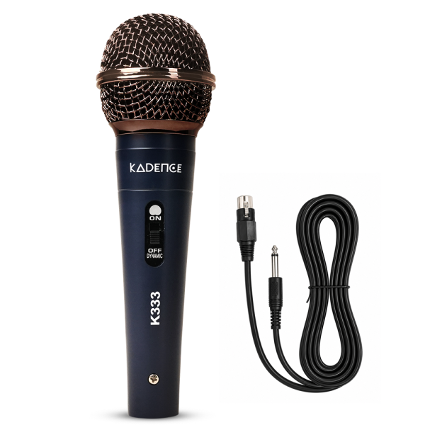 Kadence K333 Home Series Dynamic Wired Mic with Cardioid Pickup | Metal Body with On/Off Switch; Includes 3-Pin XLR Female to 6.35 mm Cable for Karaoke, Singing, Speeches & Stage Performances