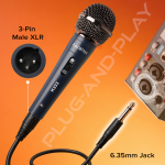 Kadence K333 Home Series Dynamic Wired Mic with Cardioid Pickup | Metal Body with On/Off Switch; Includes 3-Pin XLR Female to 6.35 mm Cable for Karaoke, Singing, Speeches & Stage Performances - Image 2