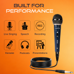 Kadence K333 Home Series Dynamic Wired Mic with Cardioid Pickup | Metal Body with On/Off Switch; Includes 3-Pin XLR Female to 6.35 mm Cable for Karaoke, Singing, Speeches & Stage Performances - Image 7
